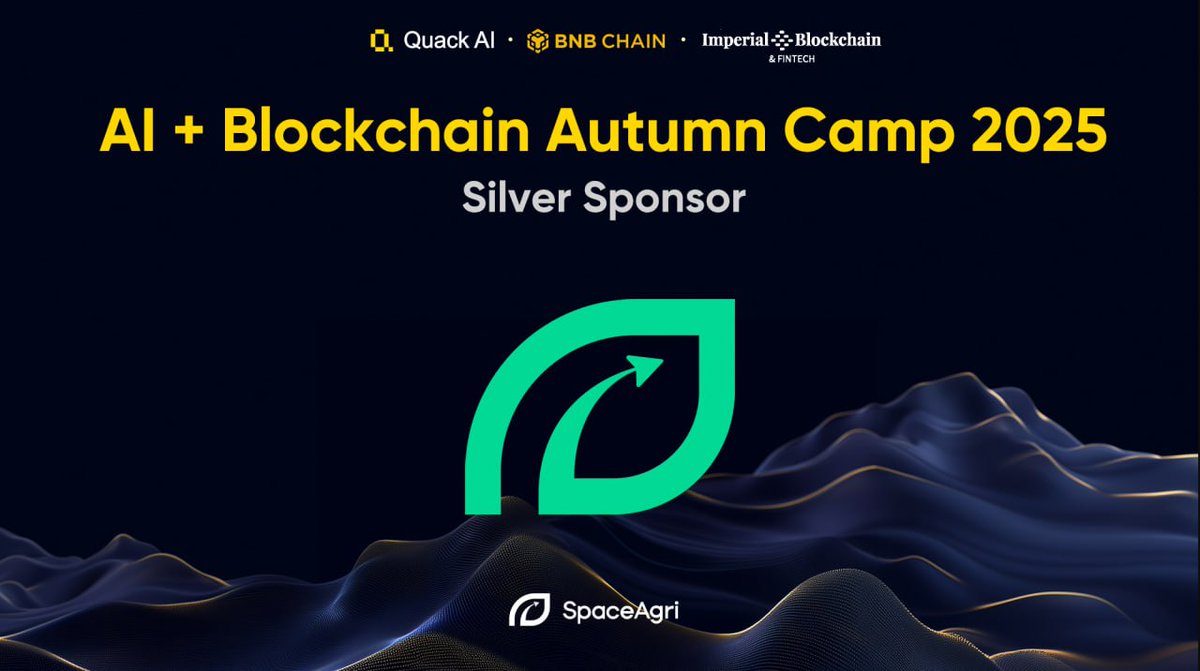 QuackAI_AI's tweet image. AI Hackathon Sponsor Spotlight: @space_agri 

We’re excited to welcome SpaceAgri as a Silver Sponsor for the AI + Blockchain Autumn Camp 2025 powered by @BNBCHAIN.

SpaceAgri is leading the world’s largest space agriculture service infrastructure, combining space technology,…
