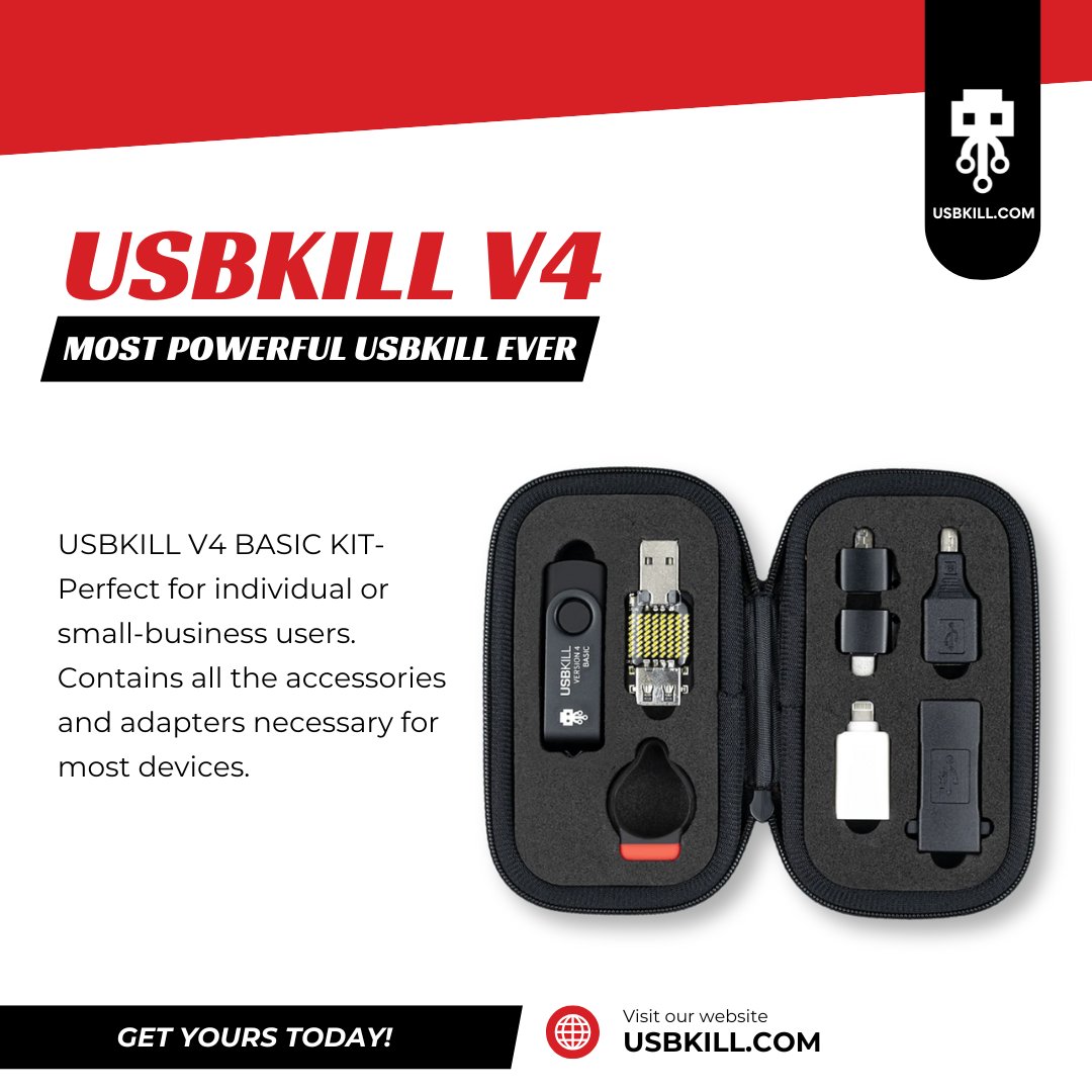 USBKill's tweet image. Take hardware testing to the next level! USBKill V4 Basic Kit identifies weaknesses you didn&apos;t know existed. 🛠️  l.usbkill.com/pefTi 
#HardwareTesting #USBKillV4 #USBKill #Pentesting #infosec #security #RedTeam