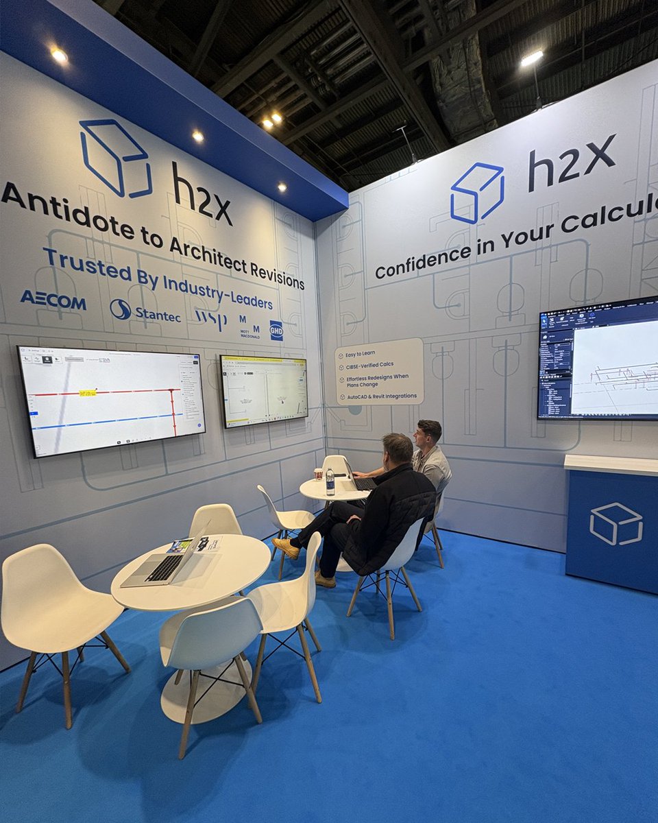 h2xengineering's tweet image. elementalLONDON done ✅

Big thanks to everyone who stopped by the h2x stand last week!

We had some great convos about designing mechanical and plumbing systems without spreadsheets and guesswork, generating automated CIBSE-verified calcs, how we integrate with Revit, and more.…