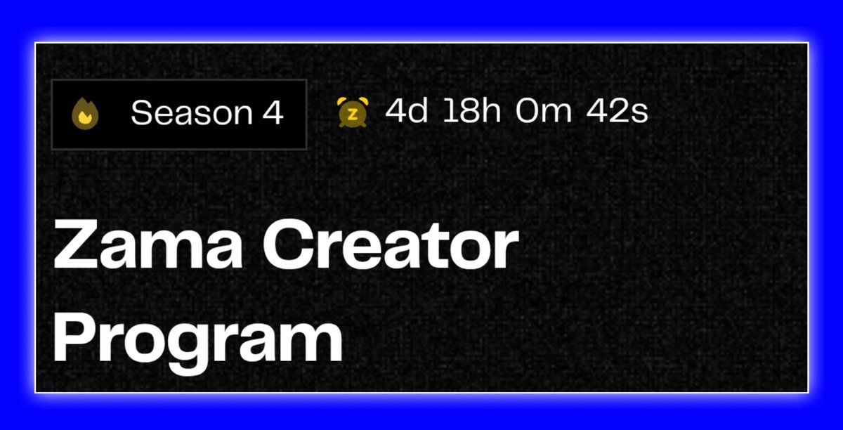 Ajaykalwar16's tweet photo. ๐จ Countdown starts now!
Only 4 days to secure your spot in the Zama Creator Program.
Donโt miss the privacy revolution!
#Zama #FullyHomomorphicEncryption
#ZamaCreatorProgram https://t.co/sGJaH2KghZ