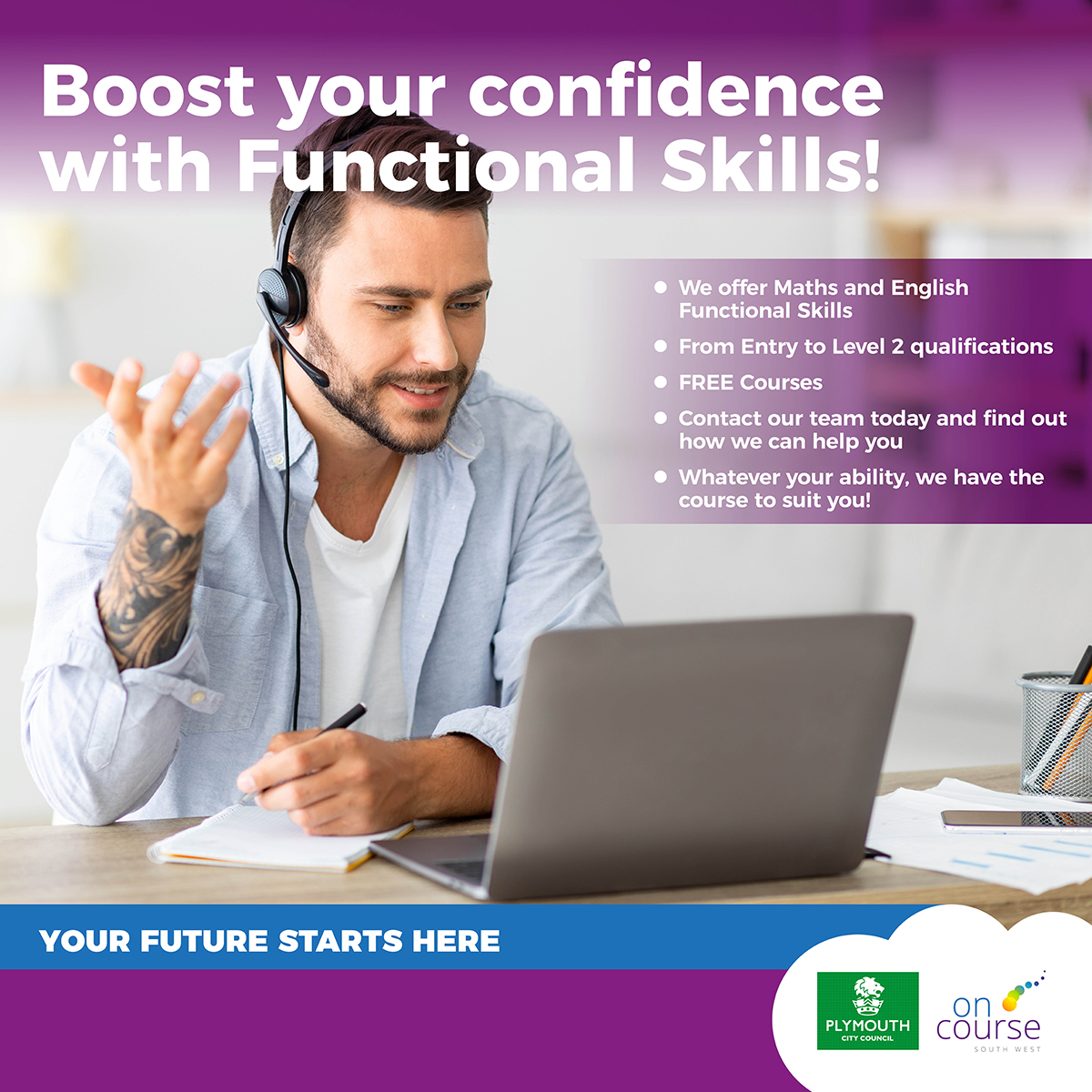 OnCourseSW's tweet image. Need your English or Maths qualification? We have Functional Skills courses starting early in 2026. 

Please register your interest here👉ow.ly/tkkX50XrCh1

#FunctionalSkills #Maths #English #Plymouth