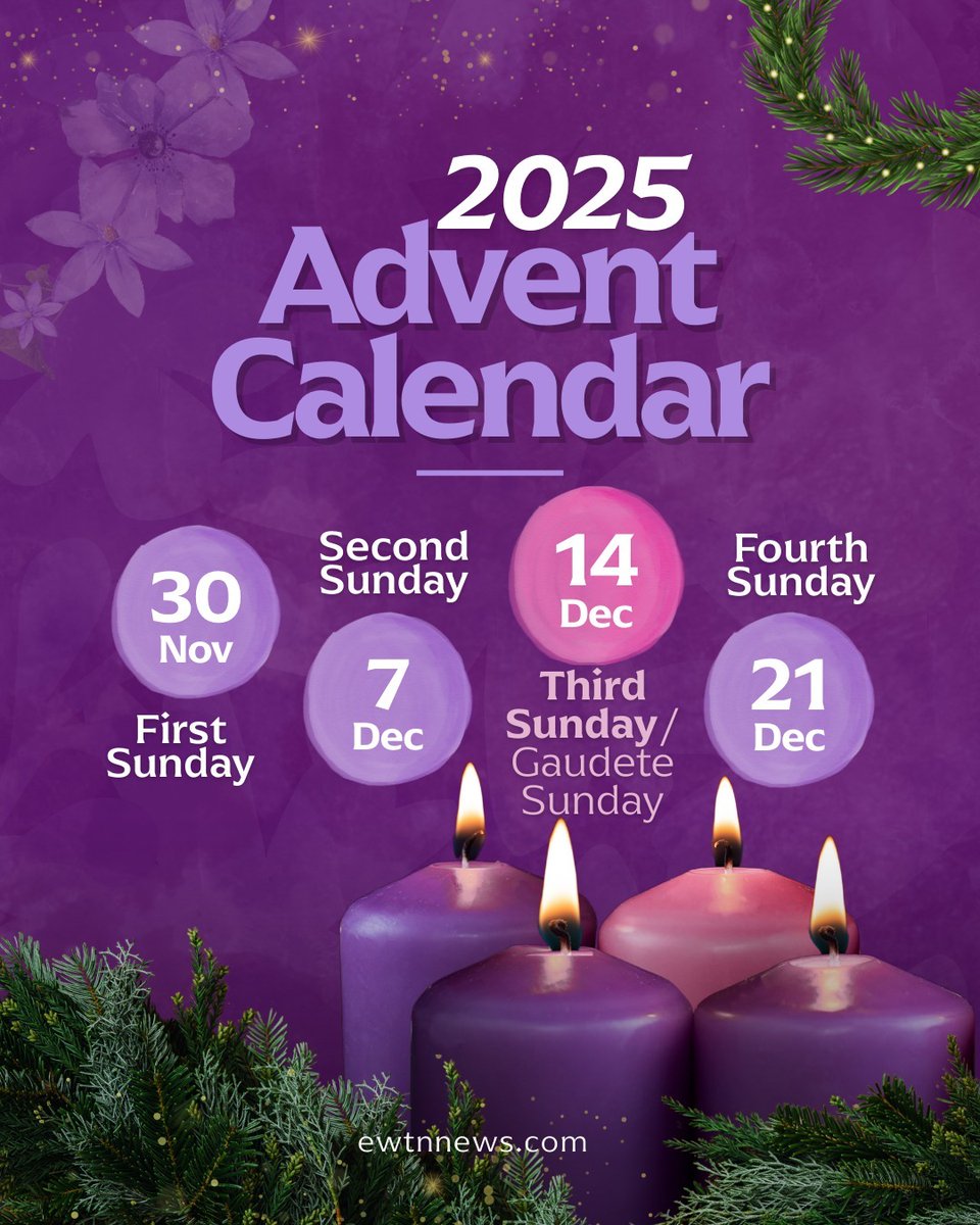 The 2025 Advent season begins this coming Sunday, November 30th! Mark your calendars as we prepare our hearts for the coming of Christ this Christmas 🙏💜 

Let this season lead us deeper into prayer, hope, and joyful anticipation

#Advent #Catholic