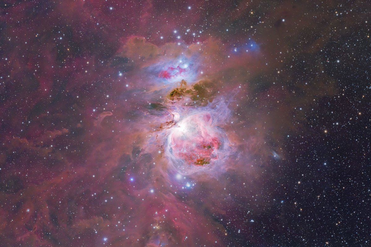 aoi_mst's tweet image. なるほど
彩度が上がったように見える効果とはこのことか

元画像レイヤーのミッドトーン以上を選択して新規画像を用意→新規レイヤー→グレー70%程度で塗りつぶし→輝度で重ねてレイヤー統合→元画像にソフトライトで重ねる→白黒レベルを調整+塗り50％程度

輝度高めの銀河とか星雲に有効っぽい