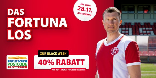 f95's tweet photo. #BlackWeek auf bei der @DPLotterie 🤗
Sichert Euch 40% Rabatt auf den ersten Monat für jedes neue #FortunaLos 🤩

👉 https://t.co/bxTRddfscu

#f95 | 🔴⚪️ | #PostcodeEffekt https://t.co/NgipTGrnQa