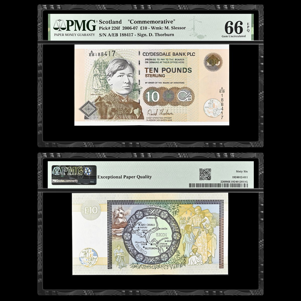 PMGnotes's tweet image. Note of the Day: The #WomenWednesday spotlight today falls on Mary Slessor, who is depicted on this Scotland 2006-07 10 Pound Commemorative. She was a missionary who helped promote Christianity and women’s rights in Nigeria. #banknotes #scotland #commemorative #slessor #nigeria