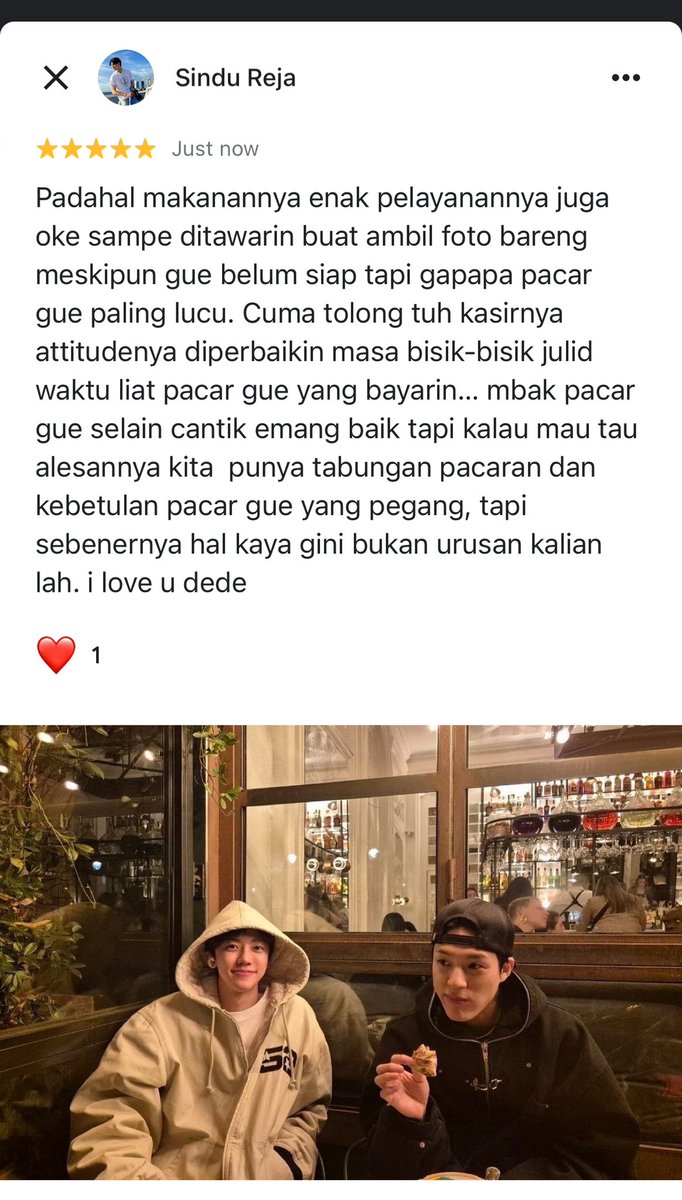 duapuIuhtiga's tweet photo. Nyoba stalk google reviewnya sindu reja yang…. simpulin sendiri aja dah guys….

nomin au https://t.co/6HFFYhX34f