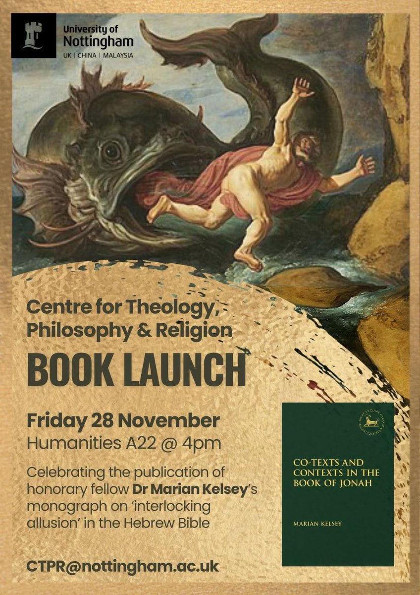 NottsPhilosophy's tweet image. All welcome to Dr Marian Kelsey's book launch this Friday!

#theology #bible #biblicalstudies #book