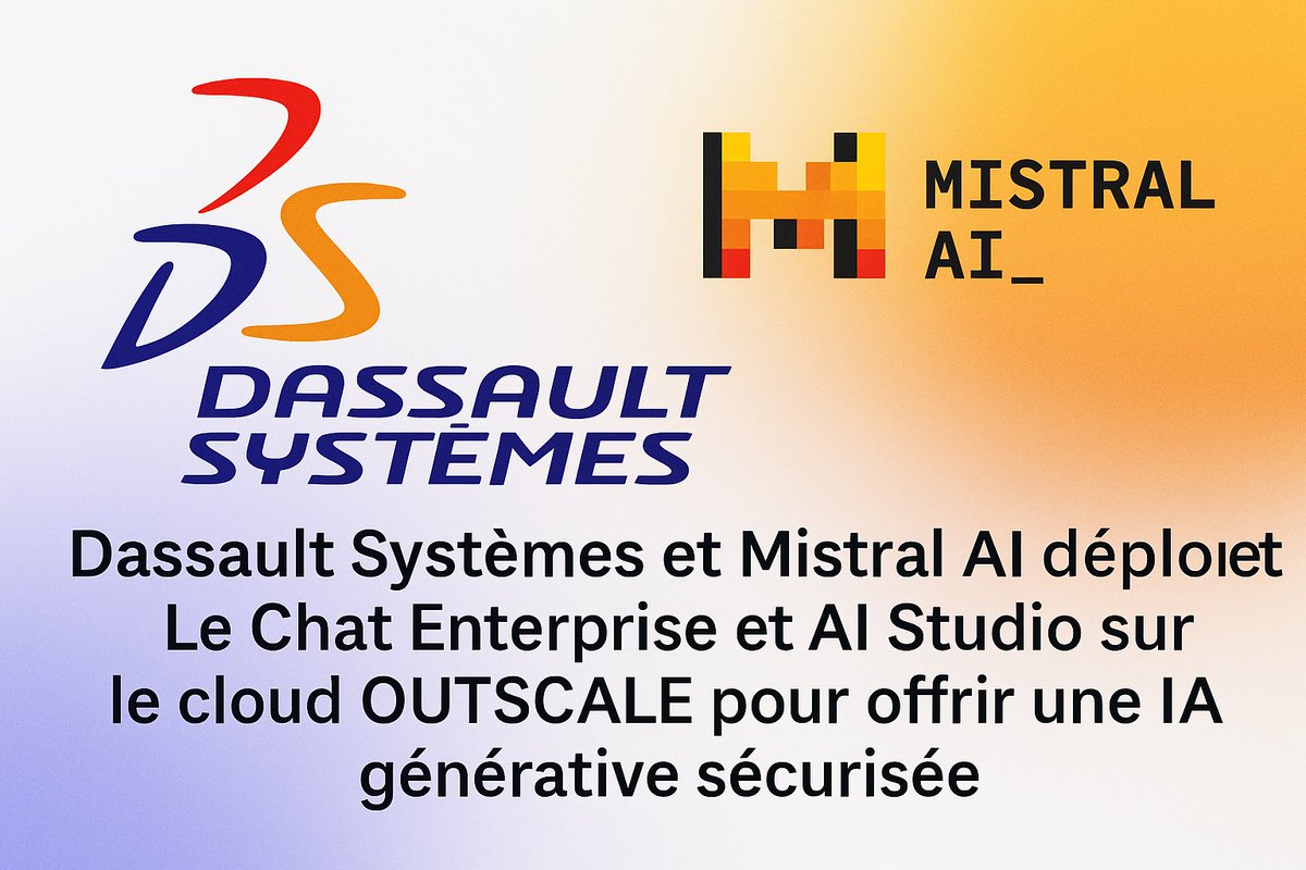 #IA souveraine en #Europe 🇪🇺
#DassaultSystèmes et #MistralAI déploient #LeChatEnterprise et #AIStudio sur le cloud #OUTSCALE pour offrir une #IA générative sécurisée, 
 echosplus.com/2025/11/26/ia-…
  #MistralAI #DassaultSystemes