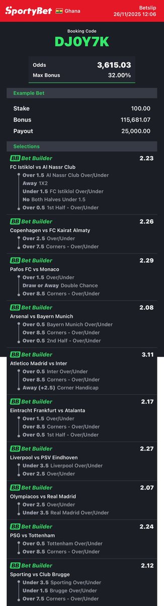 REDHOOD_1111's tweet image. Bet builder. 

Pick your best two and maxbet