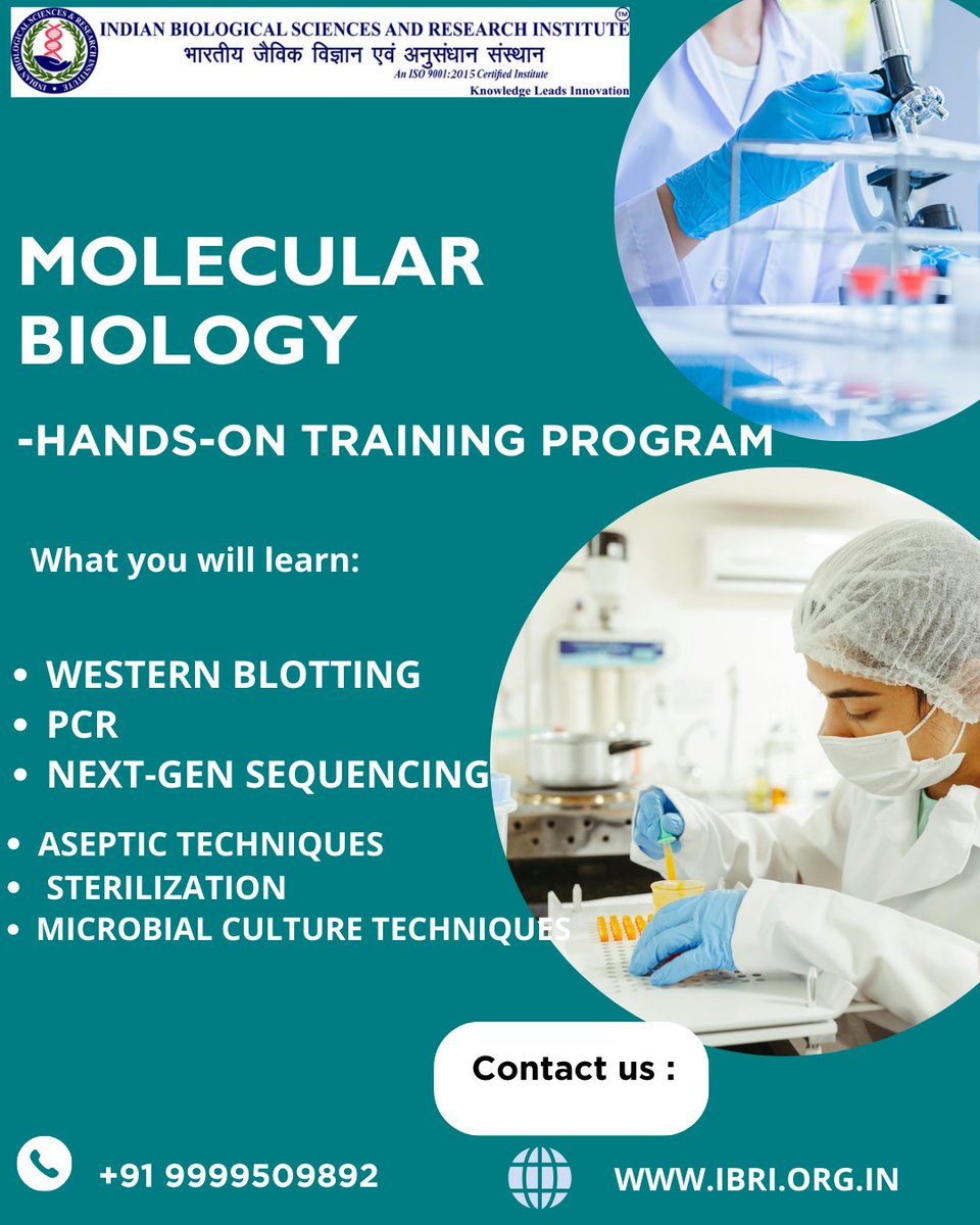 NoidaIbri's tweet image. Advance your biotech career with IBRI’s Molecular Biology Program. Gain real skills in genomics, NGS, therapeutics &amp;amp; drug discovery. 

Enroll now: ibri.org.in/admission-form…

📞+91 9999509892📧info@ibri.org.in

#LifeSciences #Biotechnology #bioinformaticsforbeginners #DrugDiscovery