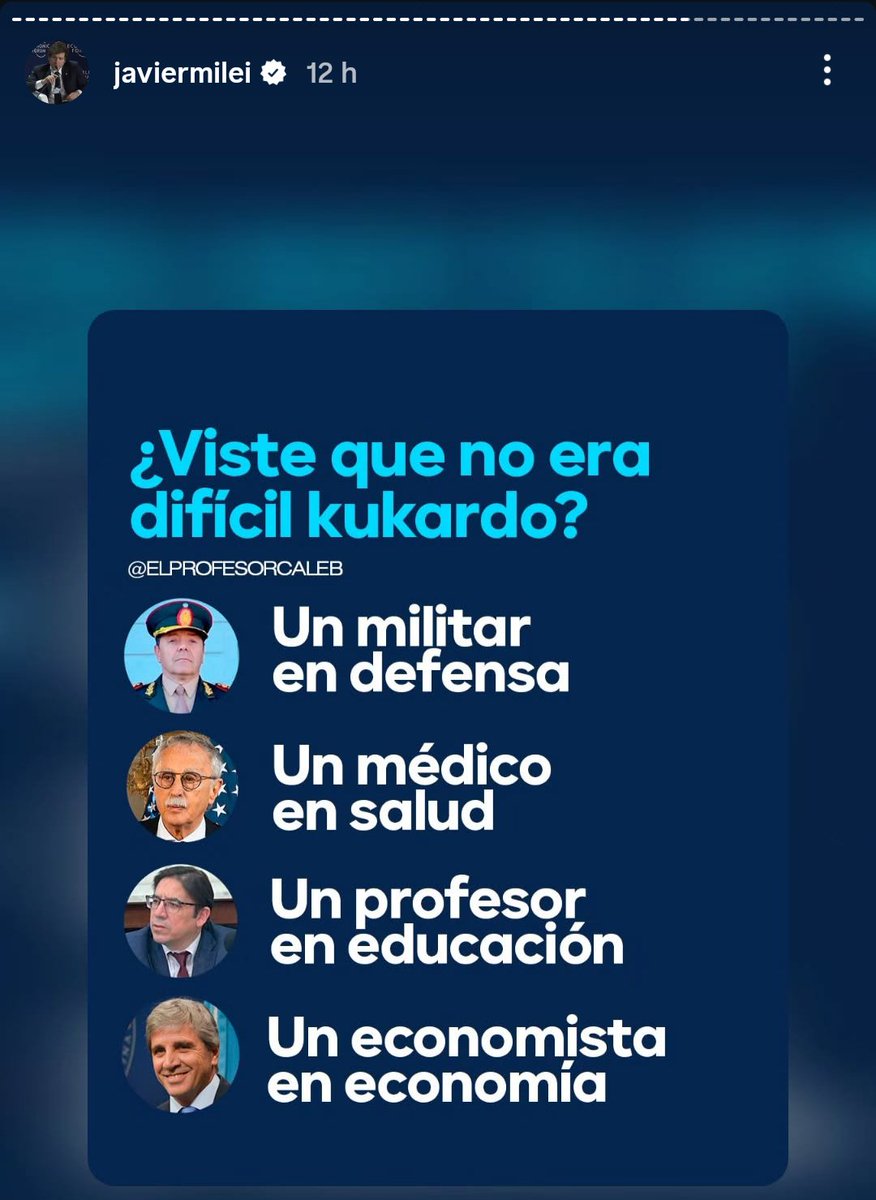 MConurbasic's tweet image. - Hijo de genocida en DEFENSA
- Dueño y vaciador de clínicas con 120 muertos por fentanilo en SALUD
- Un boludo que nunca pisó una universidad pública en EDUCACIÓN
- Un timbero hijodemilputa que va por la tercera vez que vacía el país en ECONOMÍA