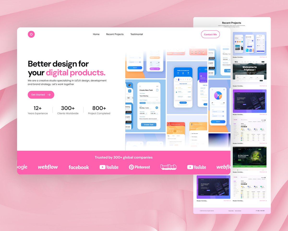 sakibbmohtaram's tweet image. A light, minimal portfolio layout with soft gradients and a smooth visual rhythm. ✨

#UIUXDesign #landingpage #Portfolio #UIDesign