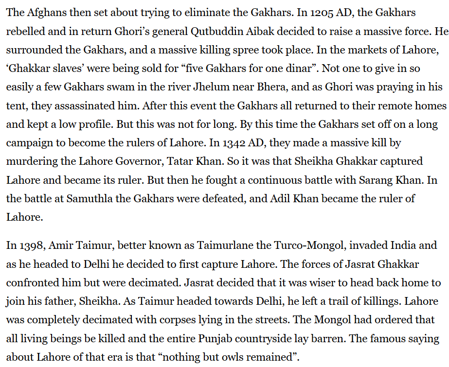 viprabuddhi's tweet photo. Most Indians don't realize that conversion to Islam among Pakistan wasn't something gradual, but happened swiftly.

Gakhars, one of the largest groups of Potohar Plateau (corresponds to historical Gandhara)
> Formed cavalry of the Hindu Shahis who fell in 1021
> Muslim Gakhar figures present by 1398

Gakhars were non-Muslims in 1021 but had become Muslim by 1208 already.

Pakistanis were always predisposed to conversion into Islam because of dominance of Sramanic faiths like Buddhism or the pastoral nomadic ways of the hinterland masses.
