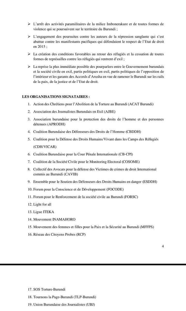 Le #CAVIB, aux côtés de ses partenaires, dénonce l’inaction face à la décision de la Cour de l’EAC, qui entretient l’impunité et abandonne les victimes sans protection ni recours. <a href="/_AfricanUnion/">African Union</a> <a href="/EACJCourt/">East African Court of Justice</a> <a href="/DefendDefenders/">DefendDefenders</a> <a href="/BurundiGov/">Bureau du Premier Ministre</a> <a href="/GeneralNeva/">SE Evariste Ndayishimiye</a>