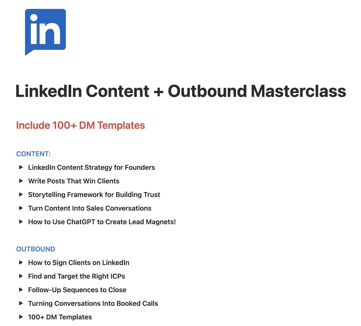 IAmVivianCai's tweet image. If you don&apos;t have The LinkedIn Content + Outbound Masterclass™ that includes 100+ DM templates to book you 50-100 qualified meetings/mo...

Like and comment &quot;LINKEDIN&quot; and I&apos;ll DM you the link for FREE.
(Must follow for DM)