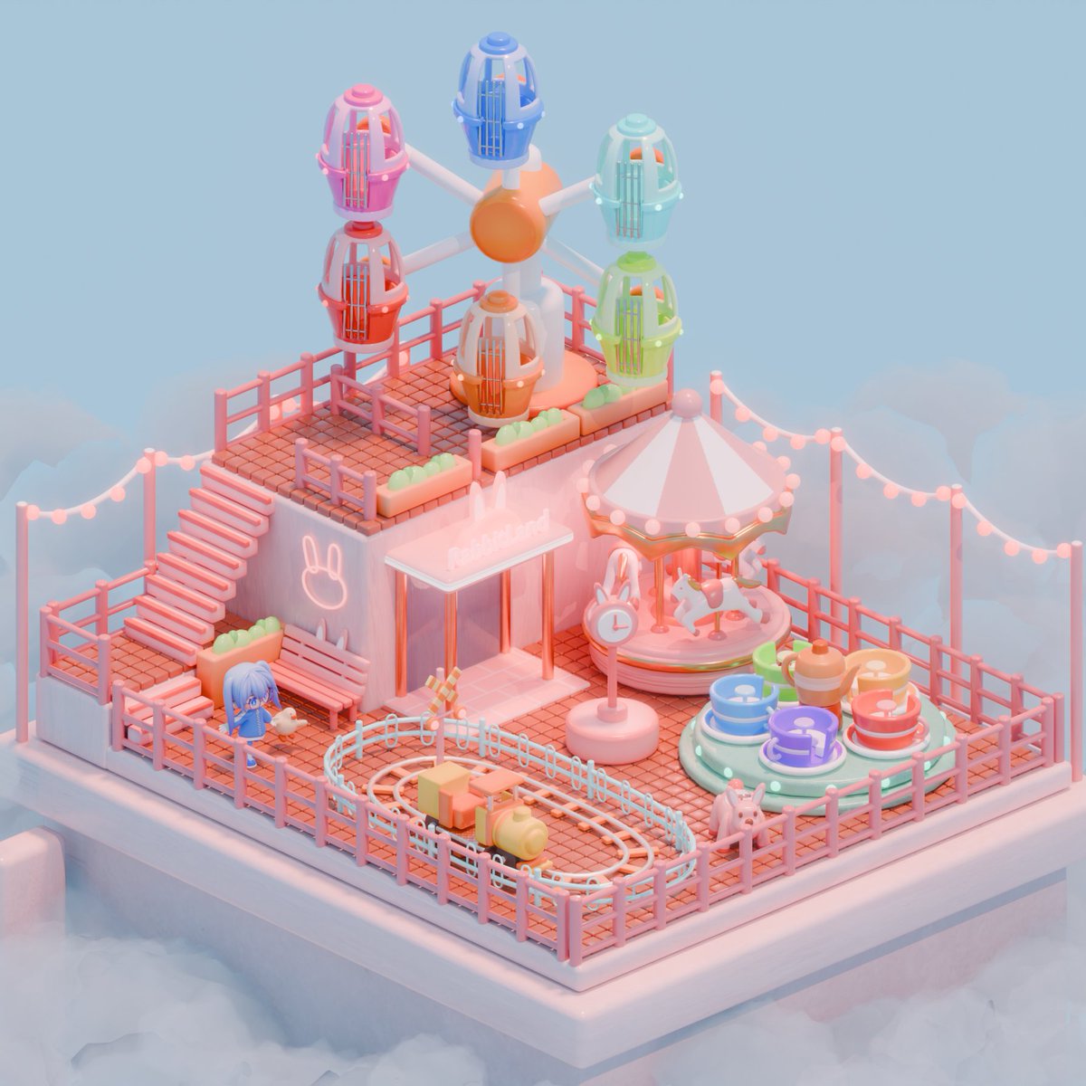 1枚目 : ありえん雑なラフ
2枚目 : とりあえず立方体置いてなんとなく配置を考える
3枚目 : 気合で完成‼️

途中で配置と配色、か～なり悩んだ･･･