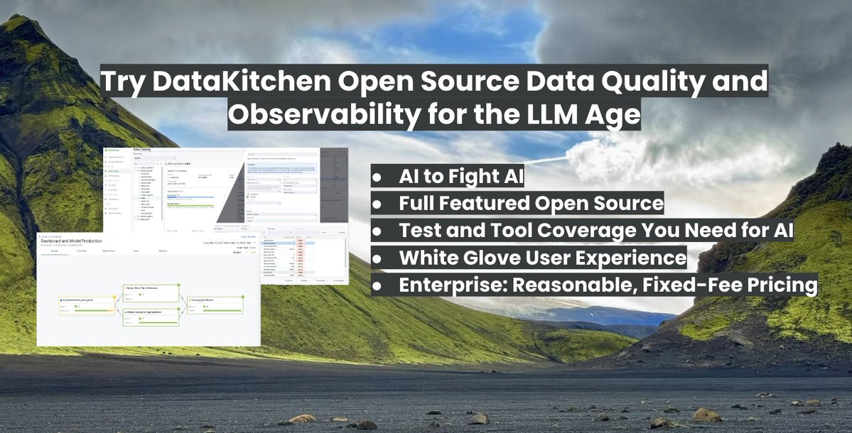 ChrisBergh's tweet image. Test Coverage is enabled by Open Source Tools like DataKitchen’s DataOps Data Quality TestGen, and Shift Down With DataKitchen’s Open Source DataOps Observability
hubs.ly/Q03VGKW50
#dataquality #opensource #dataobservability #dataops #dataengineering
