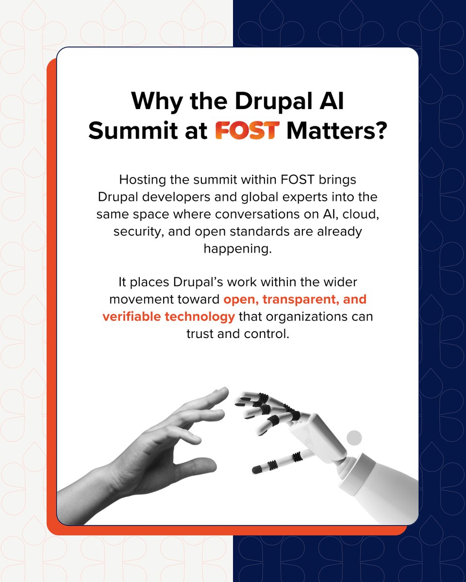 OpenSenseLabs's tweet image. Drupal AI Summit at FOST Paris 2025
Dec 9 · CNIT Forest

A dedicated day exploring the Drupal AI Initiative within #FOSTParis.

#Drupalaisummit #DrupalAI #OpenSourceAI #Conference