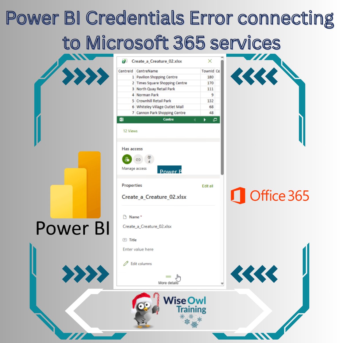 When connecting to Microsoft 365 services like SharePoint or OneDrive there can be an irritating error message with credentials. 
wiseowl.co.uk/power-bi/blogs…
##PowerBI #PowerBITraining #microsoft365services #Office365