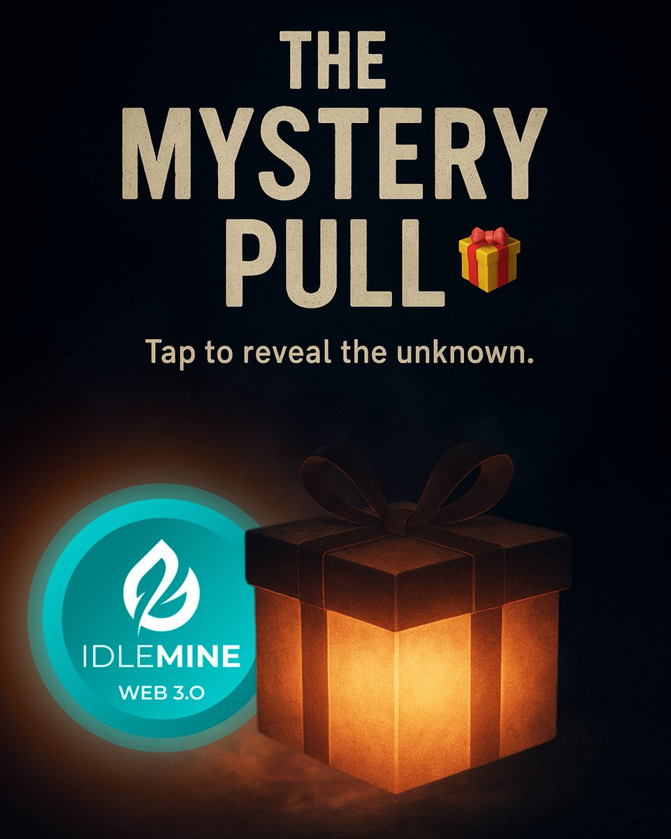stringidlemine's tweet image. The Mystery Pull 🎁✨
99% curiosity. 1% pure luck.
Tap the glowing box and reveal what today brings.
Your daily Mystery Box is waiting… 👀💎
👉 play.google.com/store/apps/det…

#IdleMine #MysteryBox #CryptoRewards #PlayAndEarn #DailyDrop