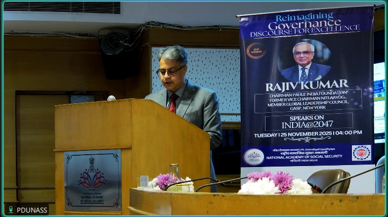 Tweet 1/8:

PDUNASS Director <a href="/_KumarRohit/">Kumar Rohit</a> hosted Sh. Rajiv Kumar (Former VC <a href="/NITIAayog/">NITI Aayog</a>) for the 23rd #RGDE today.

Speaking on India@2047, Sh. Kumar called the forum "a rare space for honest governance dialogue" and urged deep reflection in administration. 🇮🇳
#ViksitBharat