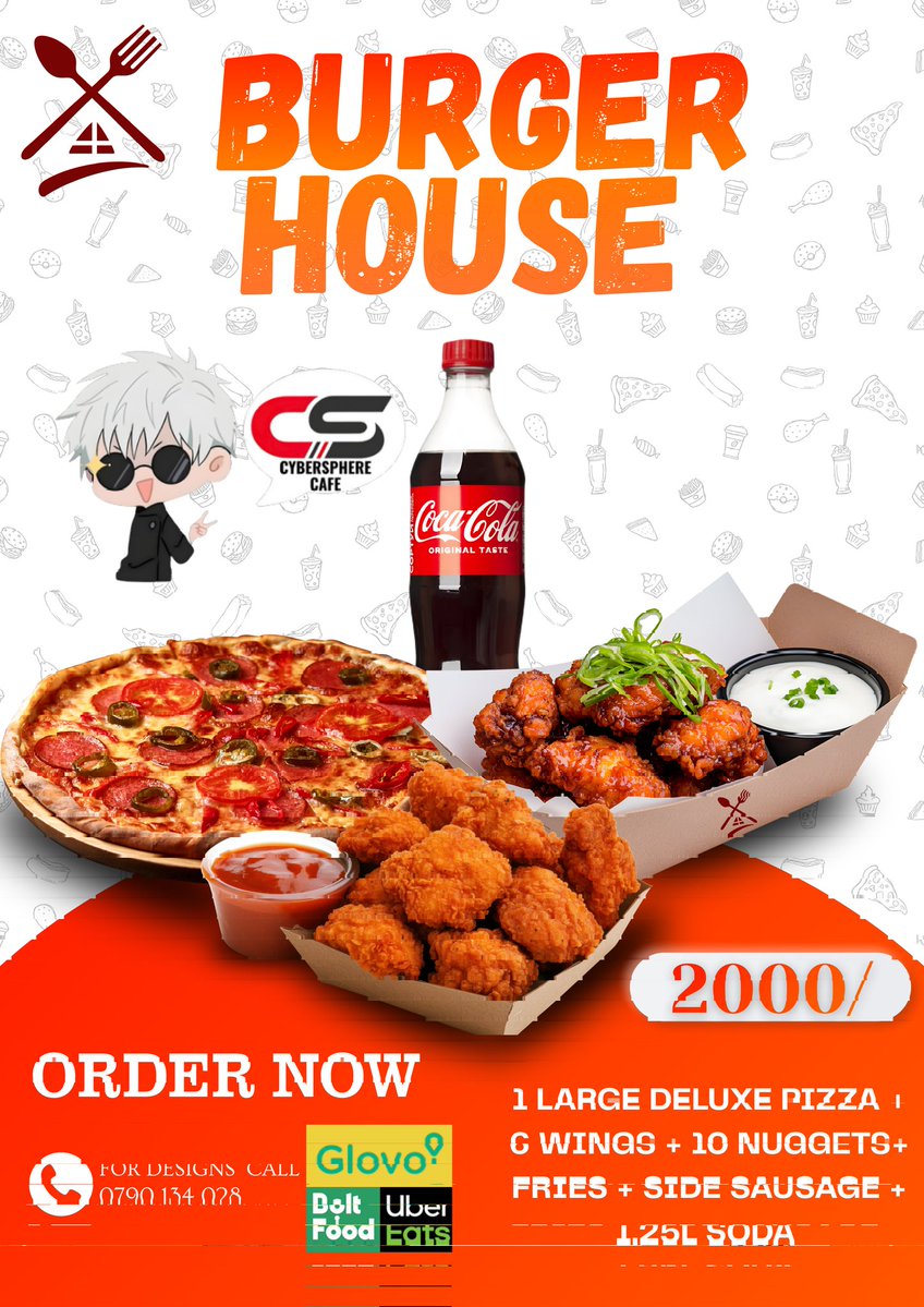 CyberSphereCafe's tweet image. Designed this Burger House menu to boost orders fast.
Everything designed to make customers buy.

If you run a restaurant and need posters or menus that sell,
Cybersphere has you covered.

Call 0790134028.#fooddesign
#restaurantbranding
#menudesign
#graphicdesign
#cybersphere