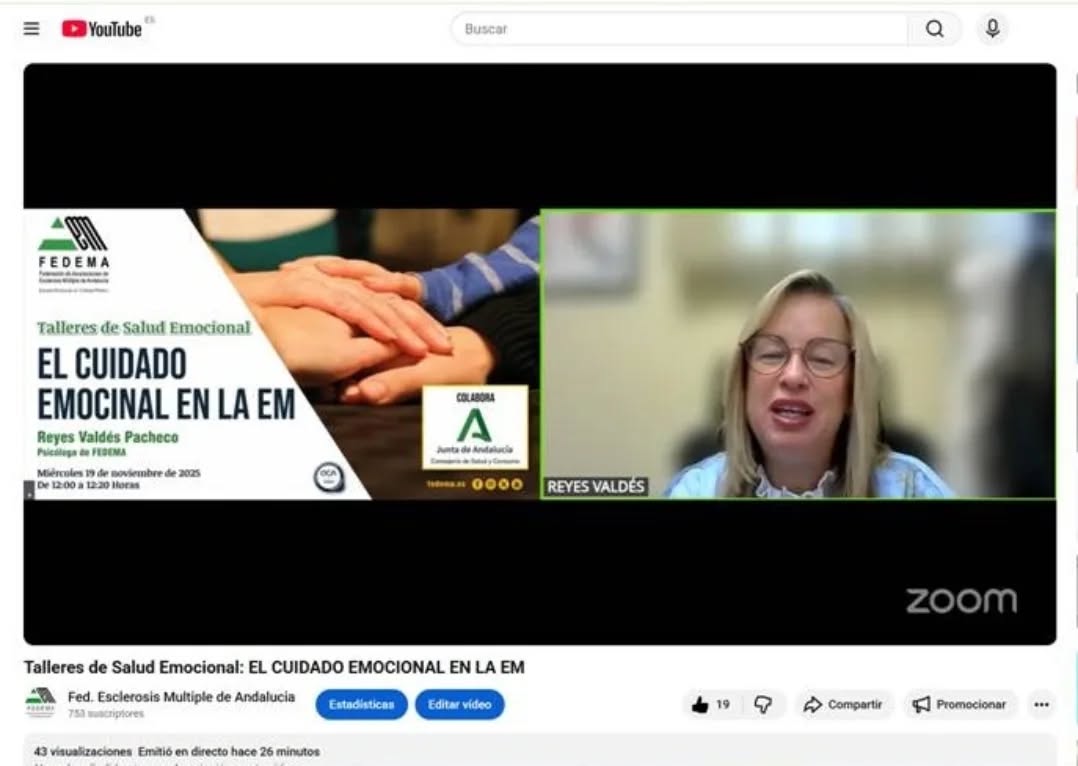 ➡️Si  no pudiste acompañarnos en directo al taller “El cuidado emocional en  la Esclerosis Múltiple”, no te preocupes. 
Ya está disponible para verlo cuando quieras en nuestro canal de YouTube youtube.com/watch?v=-3OBLt…
<a href="/saludand/">Consejería de Sanidad, Presidencia y Emergencias</a>  #esclerosismultiple #esclerosismultipleandalucia