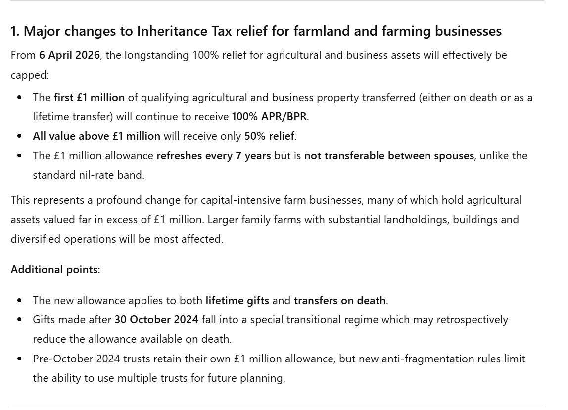 Just stuck the mistakenly released OBR document into ChatGPT to see what impact it has for farms specifically: