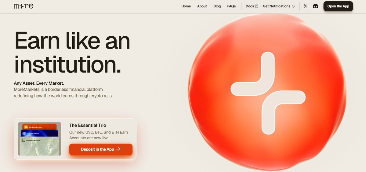 mercuweb3's tweet image. A lot of crypto assets ends up just sitting idle, even though there are ways to make it work without adding complexity.  

And that&apos;s the @moremarketsxyz is built around that idea: 

→ deposit → let the strategies run → keep everything self-custodial → yield

What makes it…
