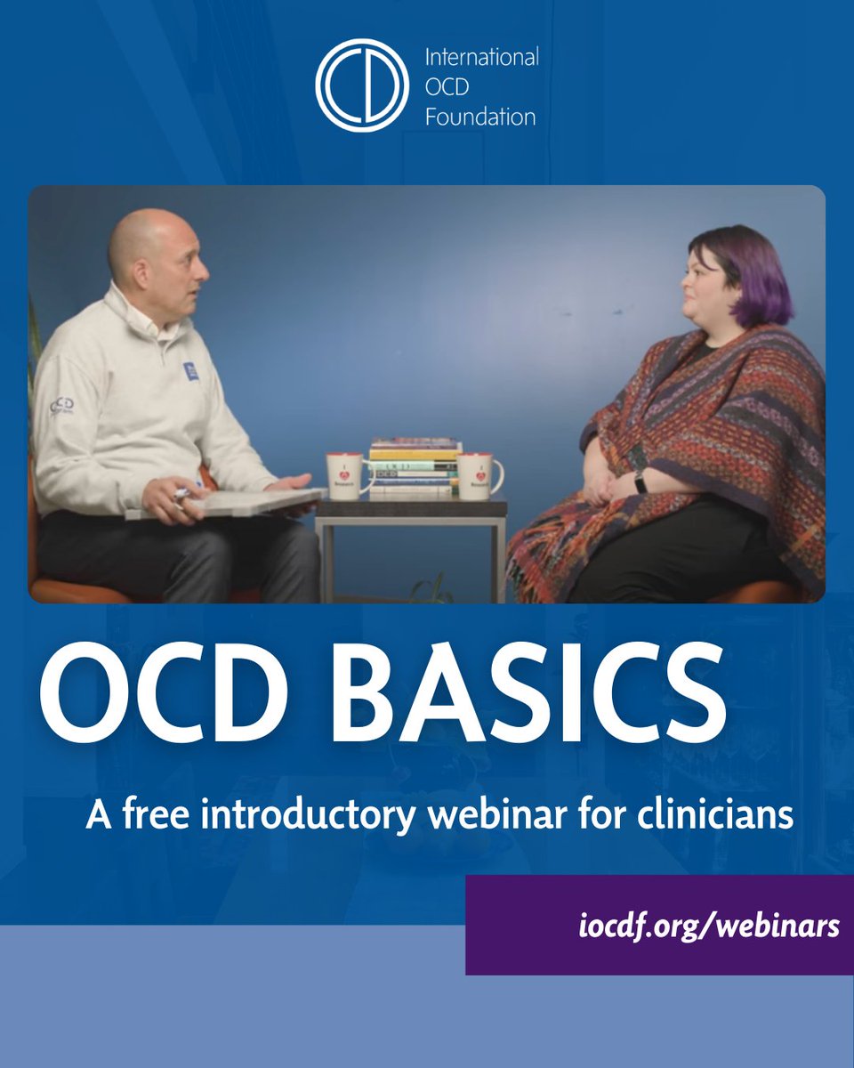 IOCDF's tweet image. IOCDF’s new, free webinar, OCD Basics, is designed for mental health professionals who want a solid foundation in understanding and treating OCD. 

Learn essential skills in assessment, diagnosis, and evidence-based therapy, while exploring complicating factors in treatment.…