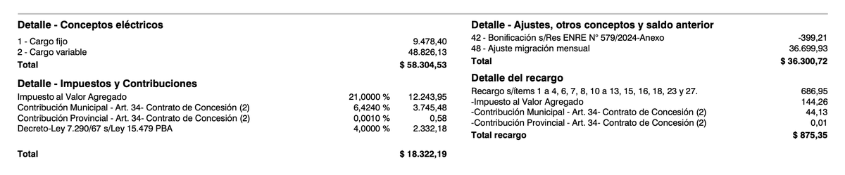 JaviBorelli's tweet image. Este mes el ENRE autorizó un aumento de las empresas eléctricas y además un cambio en la frecuencia de medición. Con un renglón al final me dicen que el 32% de mi última factura de @Edenor corresponde a un "ajuste de migración mensual".  Bárbaro. argentina.gob.ar/noticias/modif…
