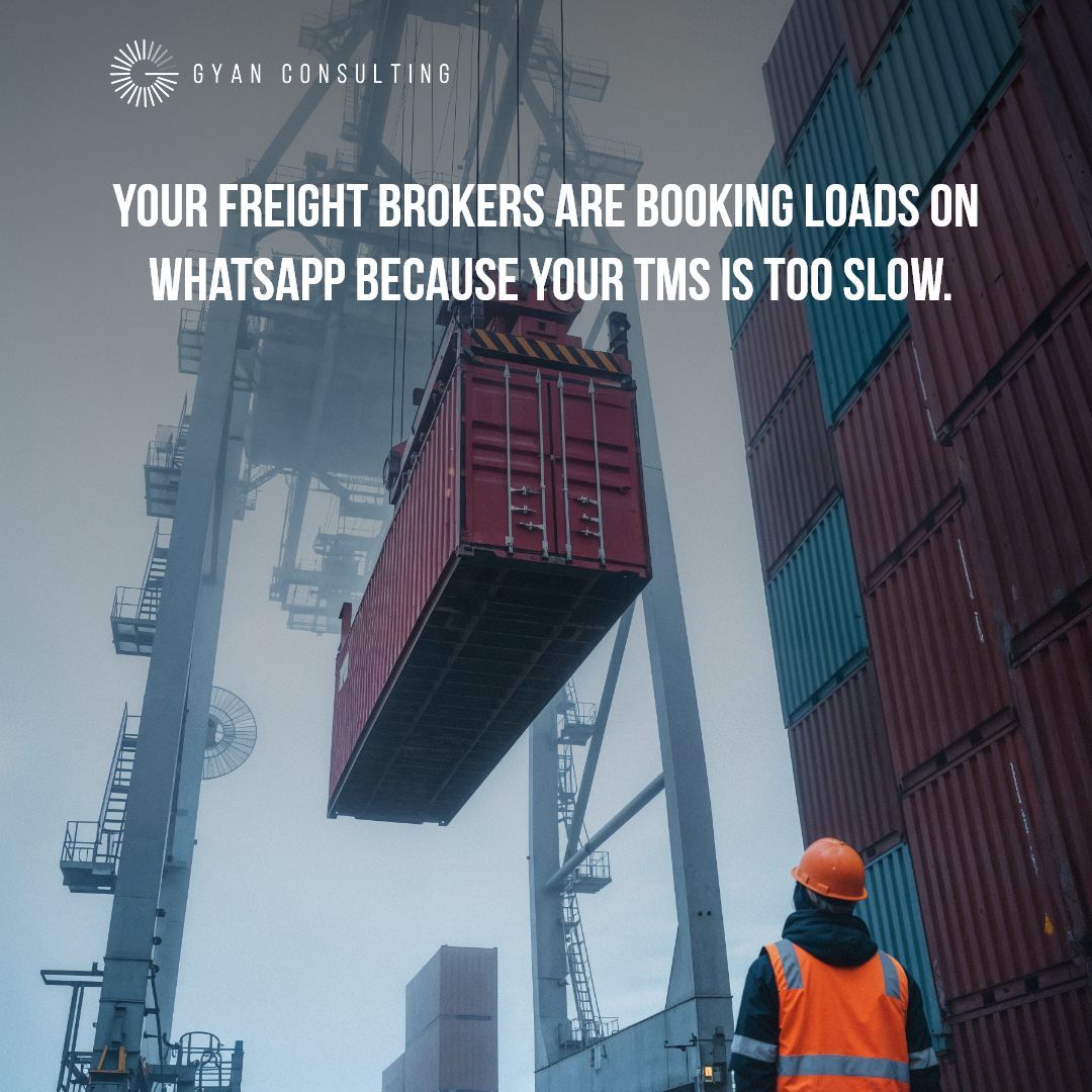 Gyan_Consulting's tweet image. Your #freight brokers are closing deals on WhatsApp because your TMS is too slow.
That&apos;s not a people problem. That&apos;s a system problem.
We build software that moves at the speed your #business actually operates.
#FreightTech #CustomSoftware #LogisticsTech