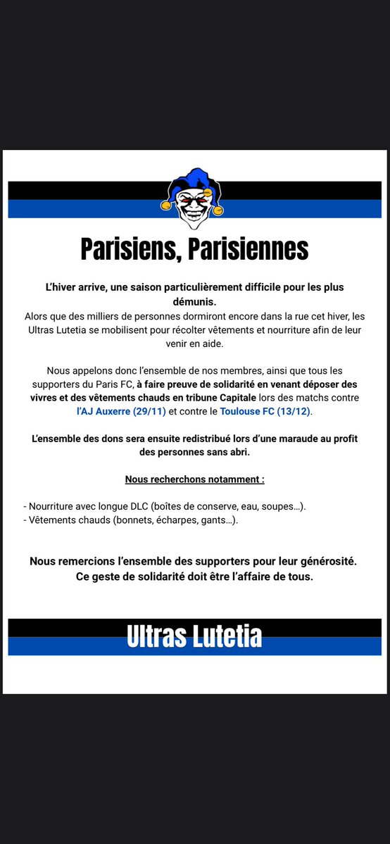 Winter is coming…
Soyons solidaires envers les plus démunis. 
Toutes les infos ci-dessous ⬇️