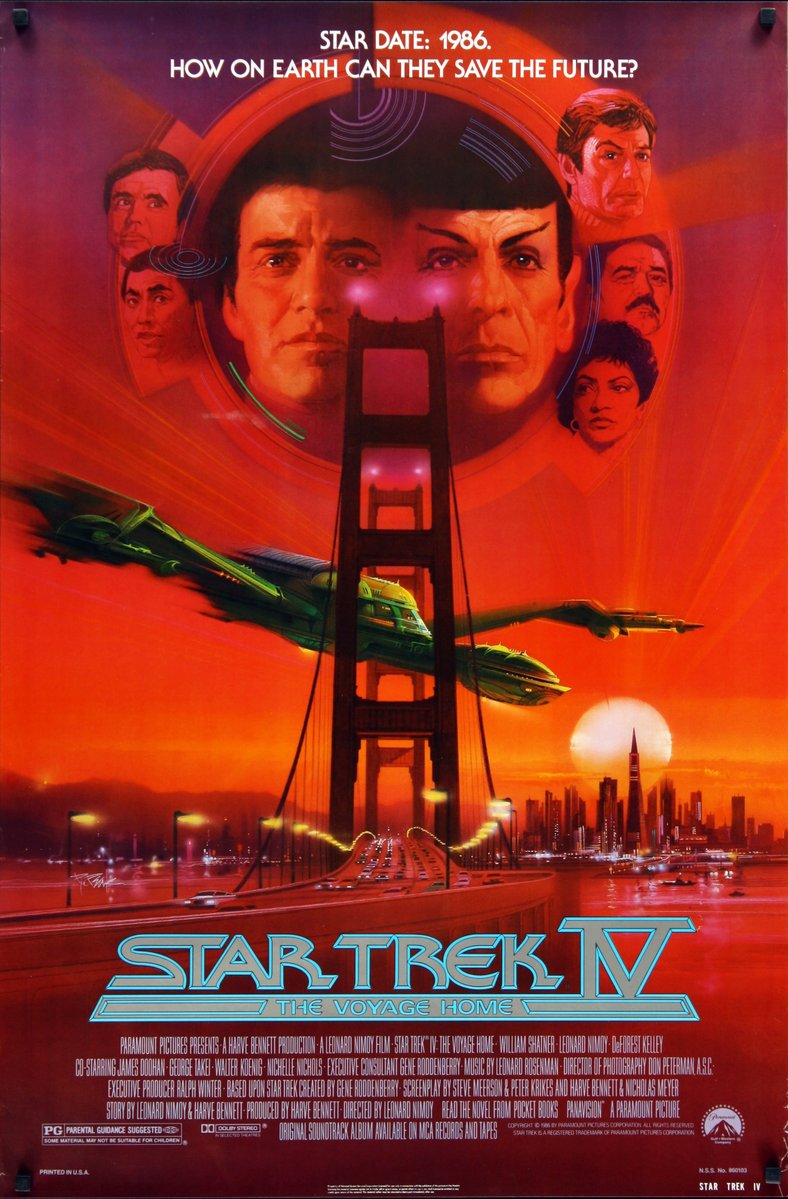 landofthe80s's tweet image. The sci-fi film &quot;Star Trek IV: The Voyage Home&quot; debuted in theatres today in 1986. The film was the fourth feature installment in the Star Trek series. #80s