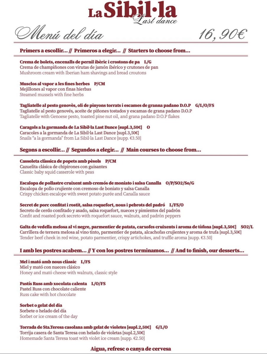 Avui estrenem menú de migdia a La Sibil•la, al cor de la Seu Vella de Lleida. 🍽️
Producte de proximitat, essència lleidatana i un preu espectacular: 16,90 €.
Vine a gaudir d’un entorn únic! ✨