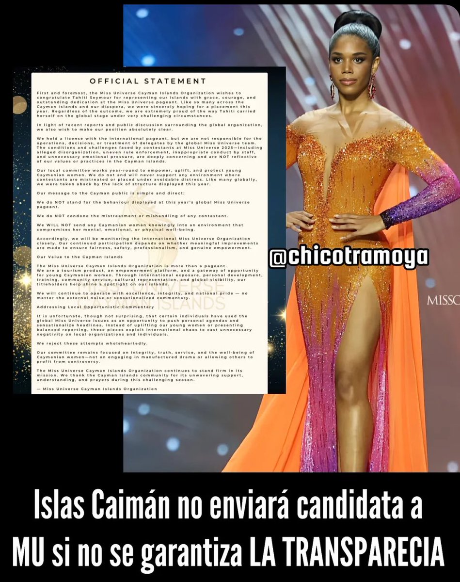 miss_coronas's tweet photo. La organización de Miss Cayman Islands se retira 🇰🇾👑 https://t.co/Vw4tPyJ884