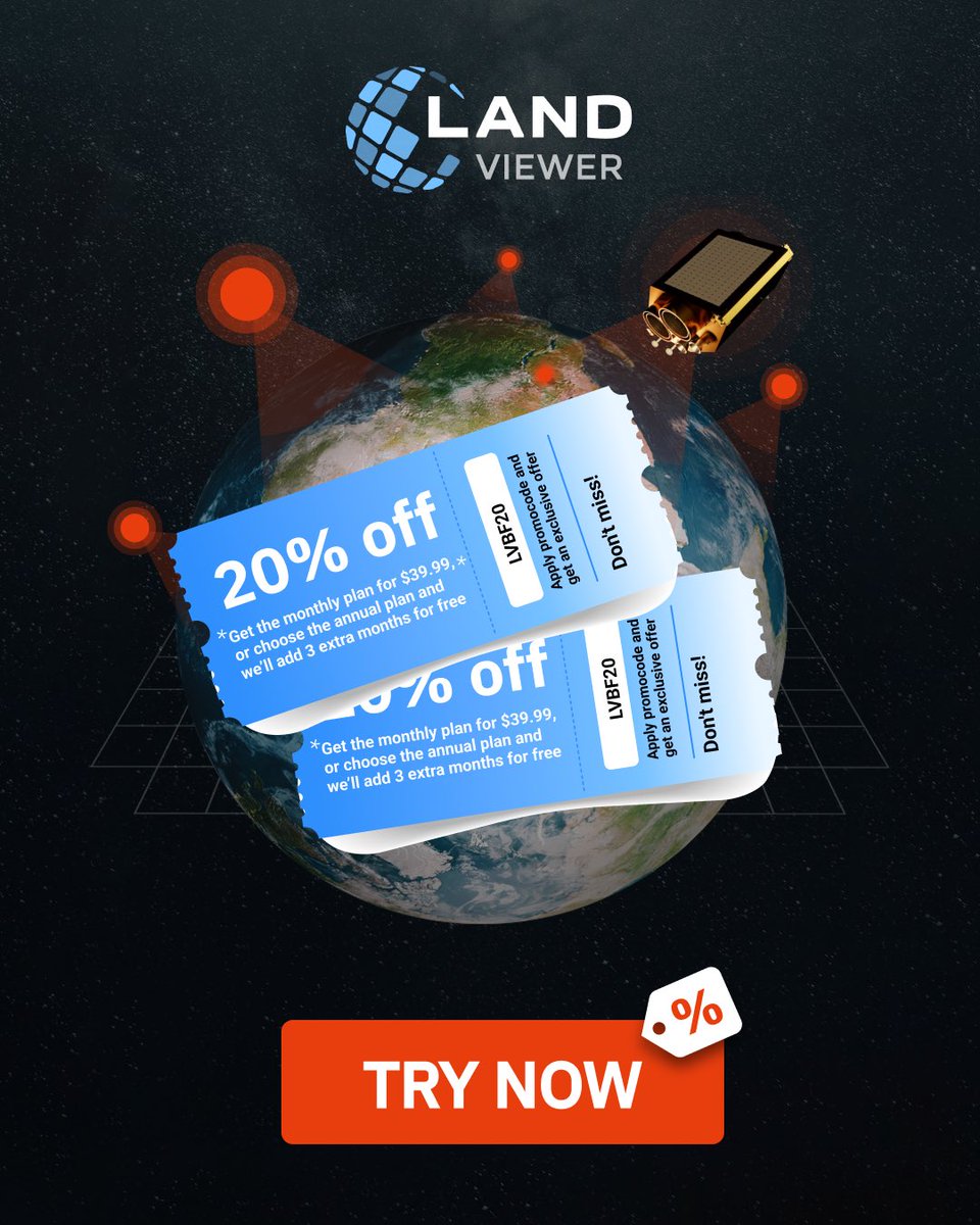 EOSDALandViewer's tweet image. Black Friday pricing ends in 48 hours.
📅 Get full access to #EOSDA #LandViewer at the lowest rate of the year — offer valid until November 28.
Don’t miss your chance to start working with satellite data today. Your secret link: bit.ly/3X0xkKd