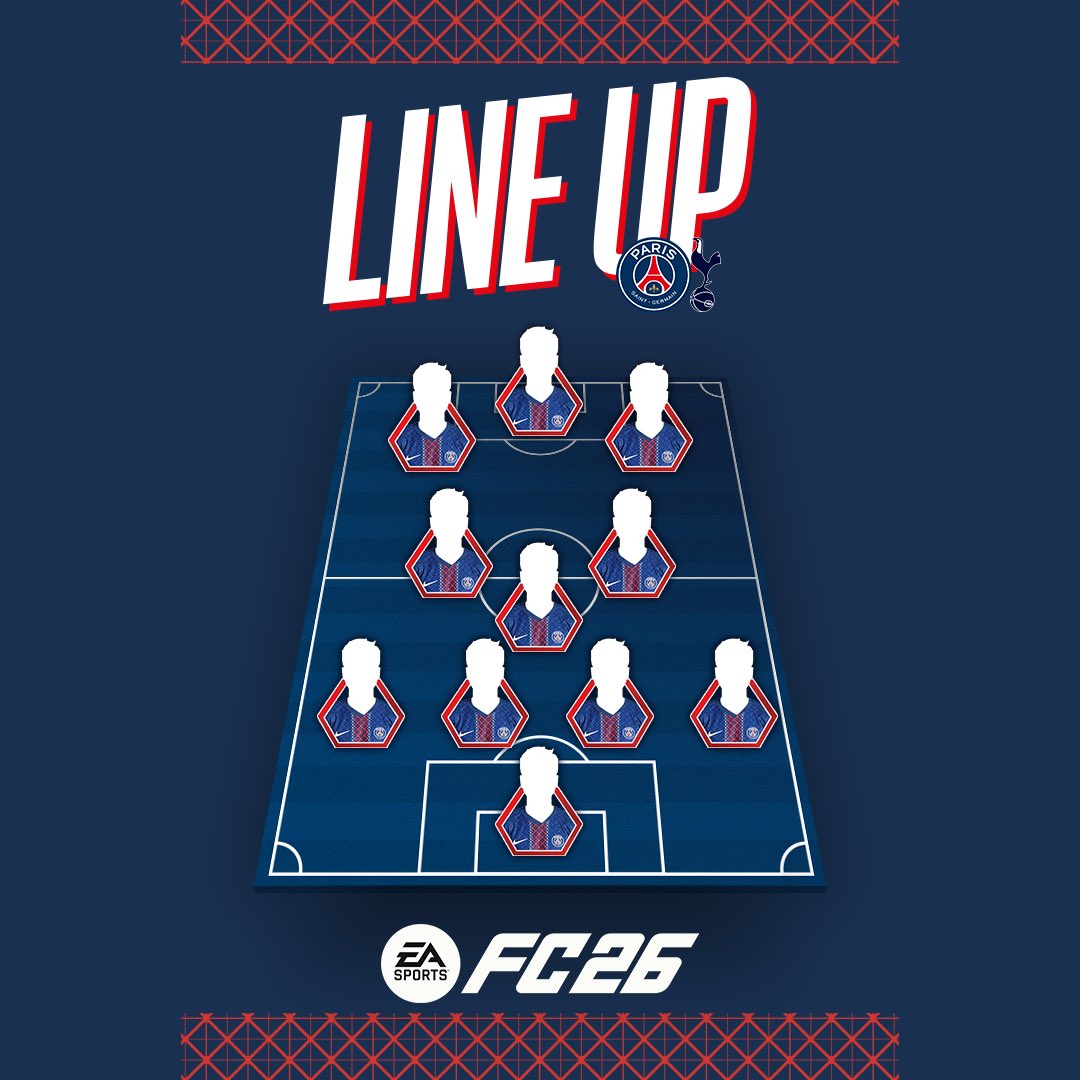 PSG_English's tweet photo. Competition time! 🔴🔵

Guess the starting XI for tonight's match and try to win an EA Sports FC26 game on PS5. ⚽️🎮

🔗 https://t.co/ZdGu4H5vHg https://t.co/MG8uewPpYP