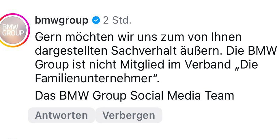 sarfeld's tweet photo. Und nach #Oetker legt auch @BMWGroup Wert darauf, dass #BMW nicht Mitglied im Verband „Die #Familienunternehmer“ ist. 
Und die @DeutscheBank wirft die @FamUnt sogar hochkant raus. 
#Unternehmer mit #Werten und #Haltung arbeiten nicht mit den Rechtsextremisten der #AfD zusammen. 
@Oetker_Gruppe #Rossmann #Thalia