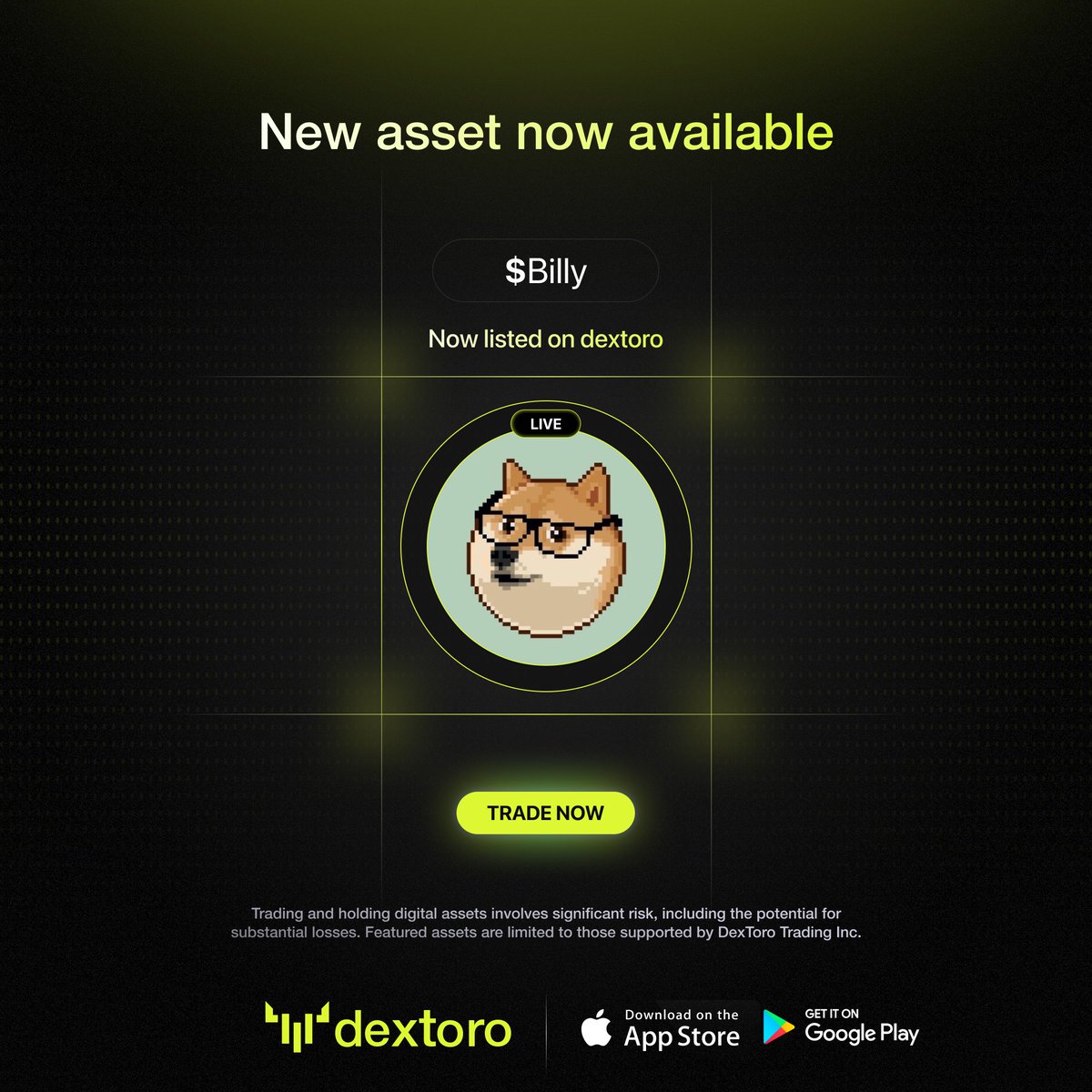Shibetoshi Nakamoto $Billy is now listed as verified on dextoro🔥

About: The coin of Shibetoshi Nakamoto, one of the creators of Dogecoin