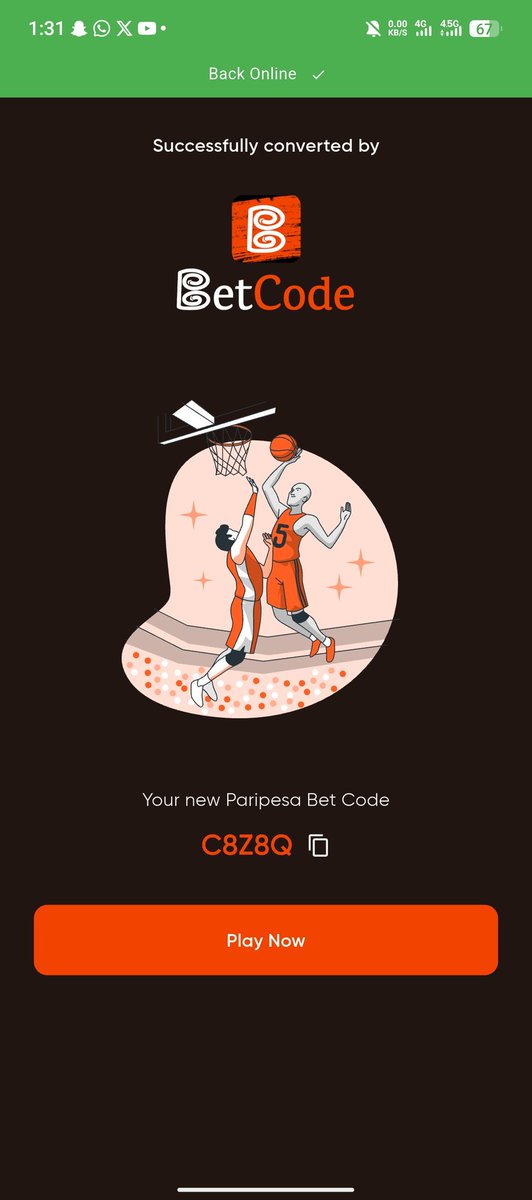 BETC0DE's tweet image. Code Converted via the BetCode app to paripesa