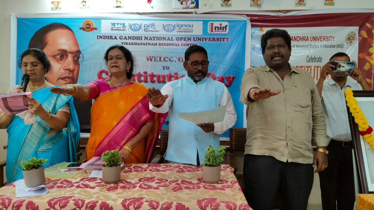 Celebration of Constitution Day 2025 at IGNOU <a href="/RCVisakhapatnam/">IGNOU RC Visakhapatnam</a>   with  collabration of IASE, Andhra University on 26.11.2025. Dr. Dharmarao Gonipati, Sr. RD and Dr. E. Krishna Rao, Additl Director paid floral tribute to Dr.B.R.Ambedkar and addressed the students
<a href="/OfficialIGNOU/">IGNOU</a>