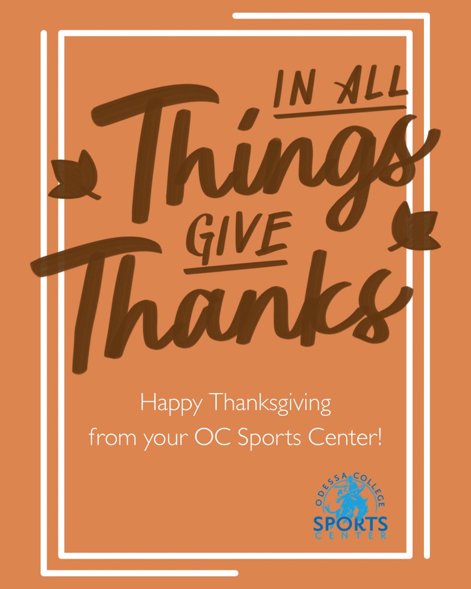 🍁 The OC Sports Center will be closed Wednesday, Nov 26 - Friday, Nov 28th for the Thanksgiving holiday. We will reopen at 7A on Saturday, Nov 29th.
‌
🦃 We hope you all have a safe and Happy Thanksgiving with your loved ones!