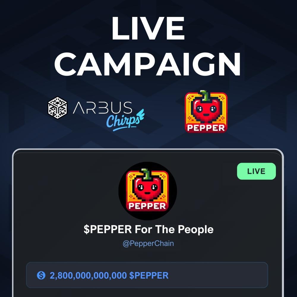 AAbrasheed's tweet image. A Step Into the @Chiliz Chain: PEPPER is now LIVE on @arbuschirps 🟢

→ 2.8T $PEPPER prize pool
→ Nov 26 – Dec 26
→ Rewards to Top 100
→ $PEPPER &amp;amp; $ARBUS Staker Boosts ⚡️
→ 10% for $ARBUS stakers
→ Keywords: @PepperChain, $PEPPER

Chirp chirp 👉 app.arbus.ai/chirps