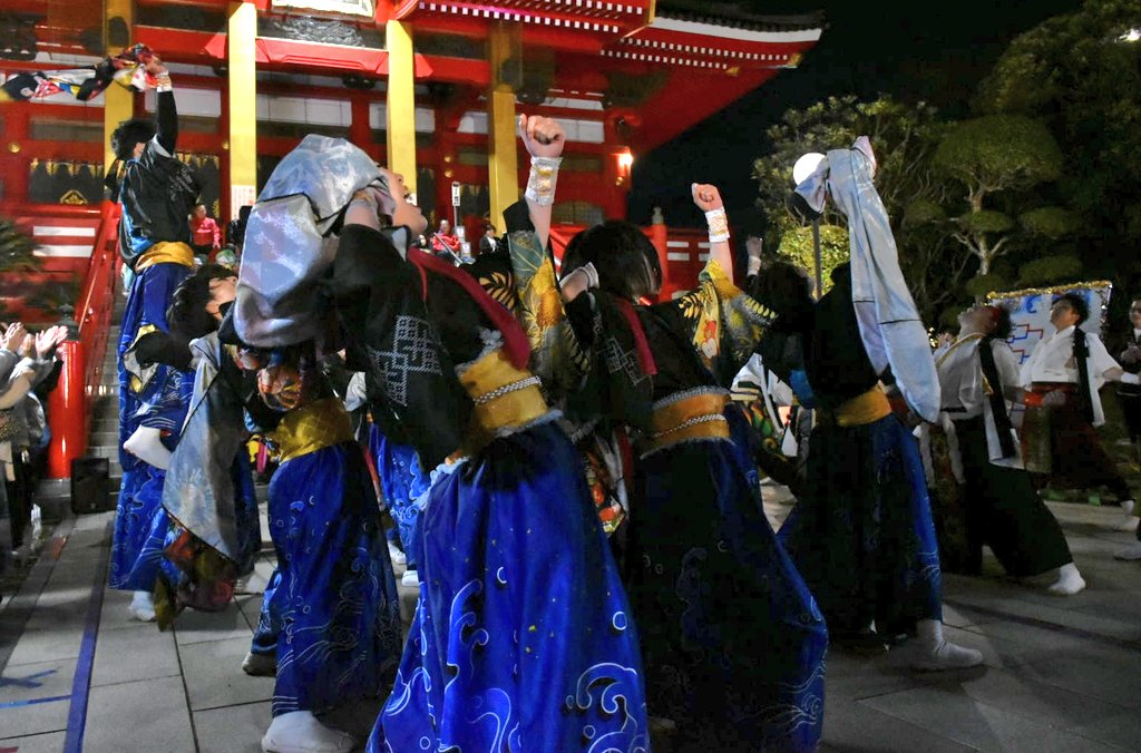 TAKAMOHE's tweet image. 2025.11.22
🌊第22回黒潮よさこい祭り
🌙前夜祭『踊る!!大南中戦』お互いに実力あるので気が抜けない対決
🔥水戸藩！出張所！VS凛轟
#黒潮よさこい祭り前夜祭
#踊る大南中戦
#飯沼観音圓福寺