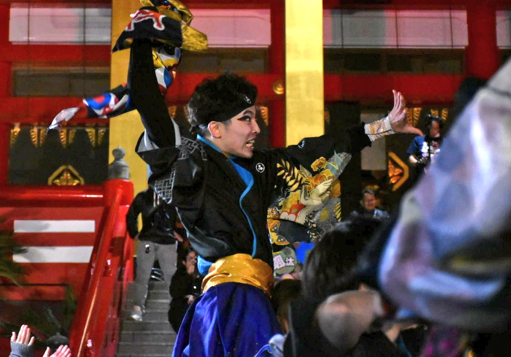 TAKAMOHE's tweet image. 2025.11.22
🌊第22回黒潮よさこい祭り
🌙前夜祭『踊る!!大南中戦』お互いに実力あるので気が抜けない対決
🔥水戸藩！出張所！VS凛轟
#黒潮よさこい祭り前夜祭
#踊る大南中戦
#飯沼観音圓福寺