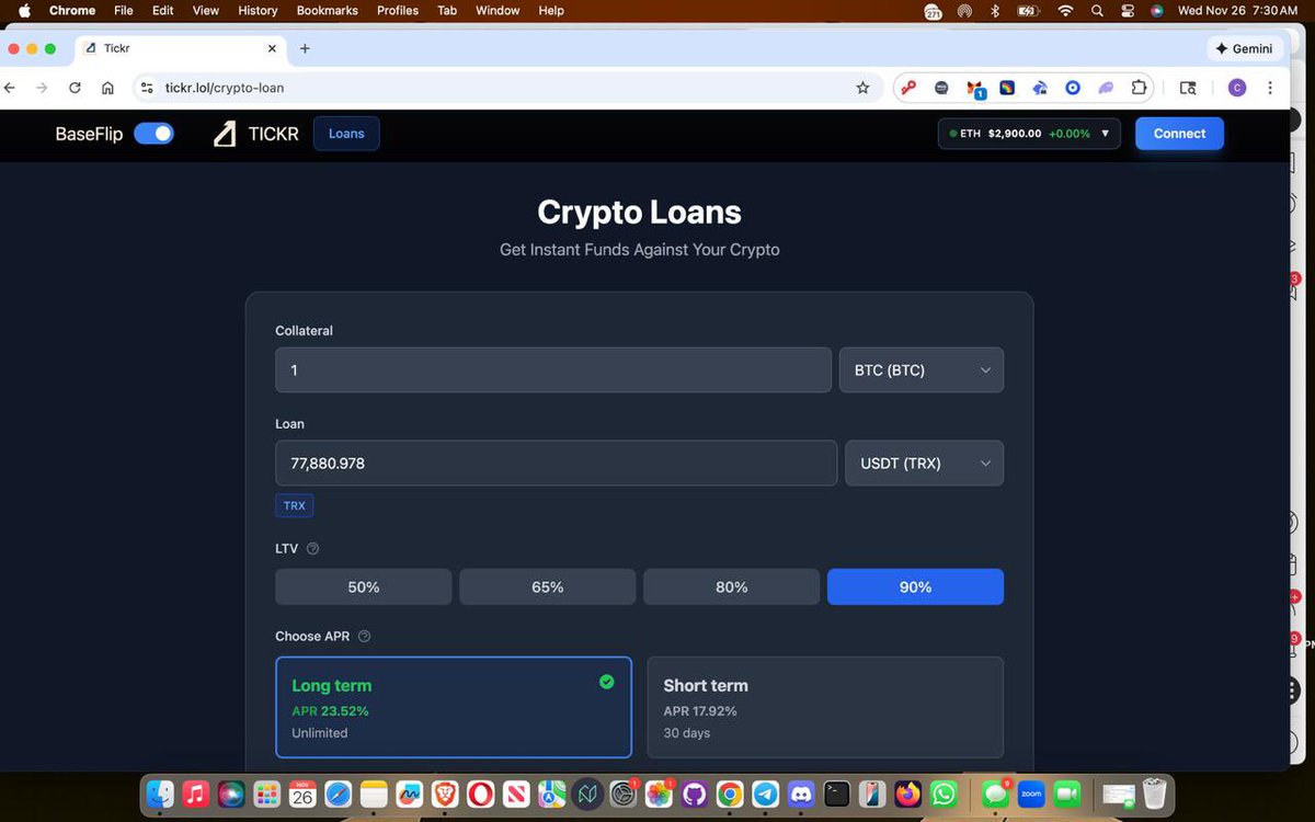🚨 NOW LIVE ON TICKR 💸

You can now access Crypto Loans directly on tickr.lol  no selling required.

✅ Borrow instantly
✅ 343+ coins supported
✅ Over 35 chains
✅ No credit checks
✅ Up to 90% LTV
✅ APR from just 17.92%

New way to Unlock liquidity 🔓