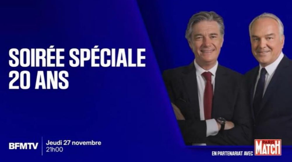🔵 𝐈𝐍𝐅𝐎 𝐂𝐆𝐓𝐕. 𝟐𝟎 𝐚𝐧𝐬 𝐝𝐞 𝐁𝐅𝐌𝐓𝐕 : 𝐥𝐞𝐬 𝐜𝐨𝐮𝐥𝐢𝐬𝐬𝐞𝐬 𝐝'𝐮𝐧 𝐟𝐢𝐚𝐬𝐜𝐨 𝐚𝐧𝐧𝐨𝐧𝐜𝐞́

Ce jeudi, #BFMTV proposera en prime les 20 ans de la chaîne. Mais les 450 journalistes, invités à jouer les plantes vertes dans le public, préfèrent s'organiser une