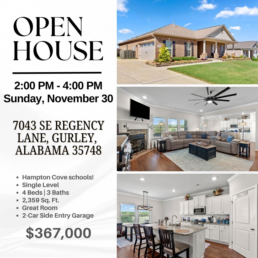 RealtorFamilyAL's tweet image. Two #OpenHouses. One big weekend!

🏡 7043 SE Regency Lane, Gurley
Single-level, fresh updates, mountain-view living.

🏡 17977 Newby Chapel Rd, Athens
Custom farmhouse, soaring ceilings, screened porch.

📅 Tour both this weekend!
256-797-2283
#HuntsvilleRealEstate #HomesforSale