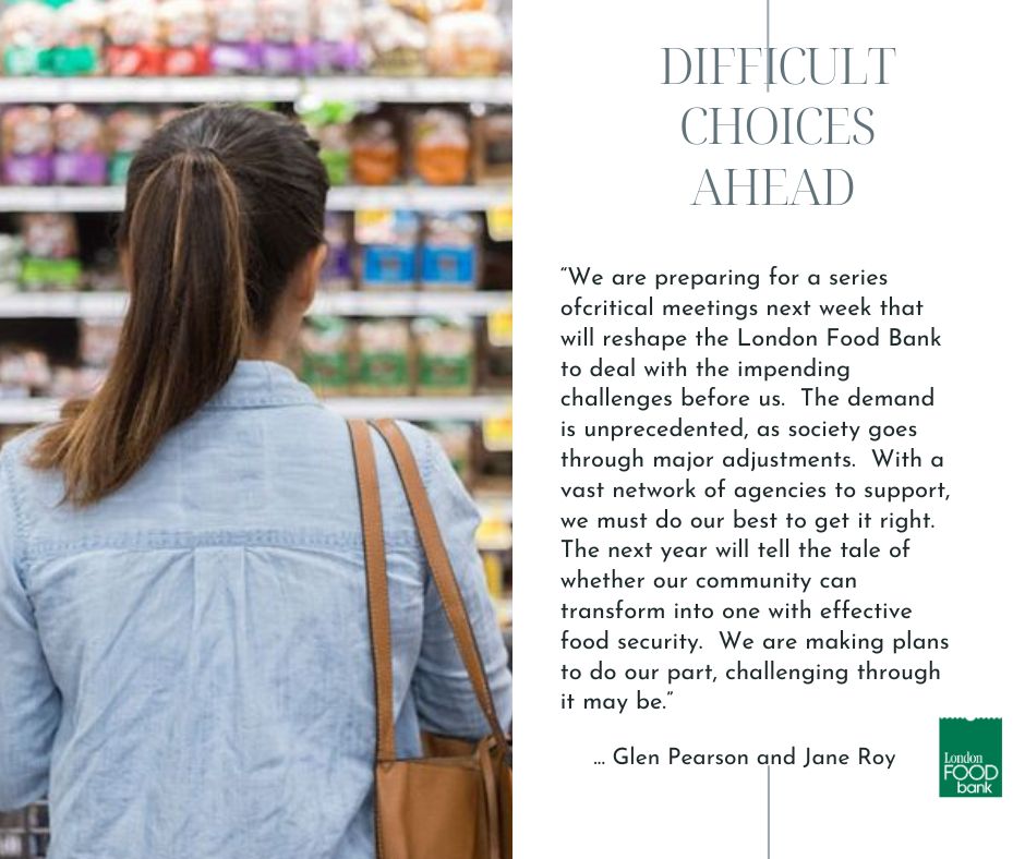 Vital days ahead for <a href="/LondonFoodBank1/">London Food Bank 🥫🍎🍞🥚</a>   With so many groups asking for assistance, added to the 40+ agencies we already assist, it's clear our community is n a food insecurity crisis.  The food bank board is already hard at work discerning how to respond.  Help if you can.